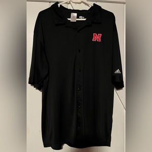 Black Adidas Nebraska button down polo. XL